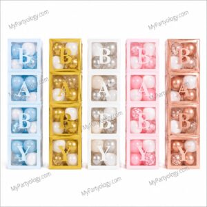 Baby Box With 32 Latex 8'' Balloons (Pack of 4 Boxes)