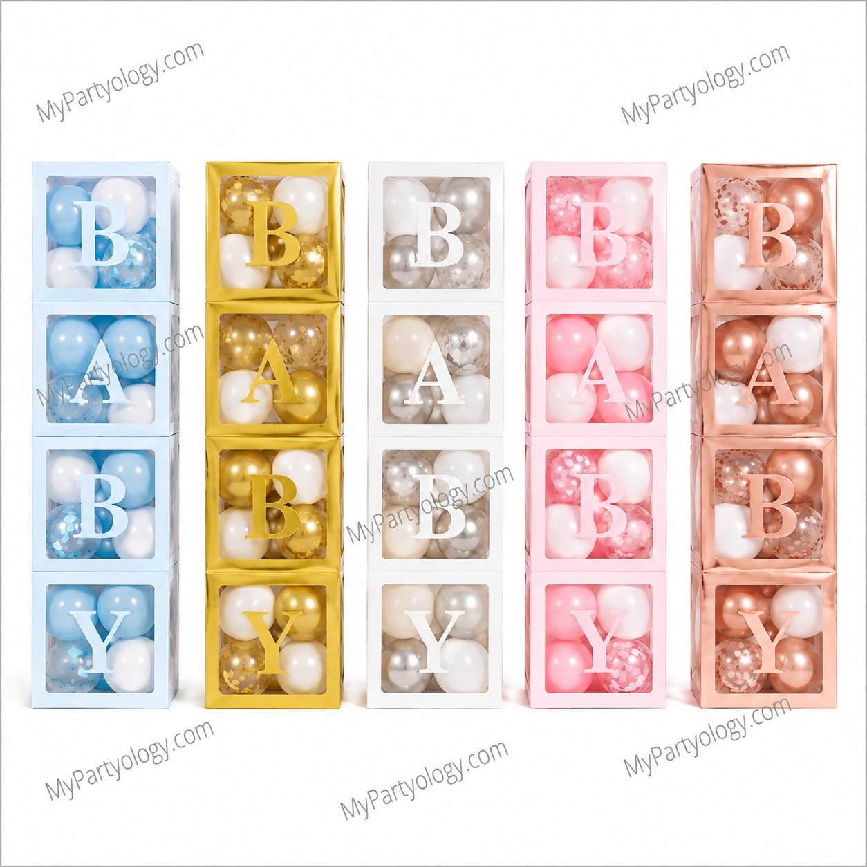 Baby Box With 32 Latex 8'' Balloons (Pack of 4 Boxes)