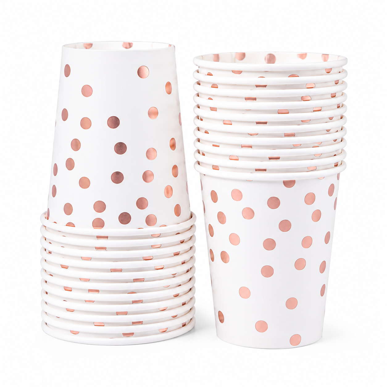 Rose Gold Polkadot Paper Cups (Pack of 10)