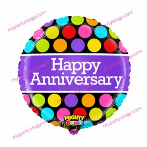 Happy Anniversary Colourful Polka Dots 18'' Foil Balloon