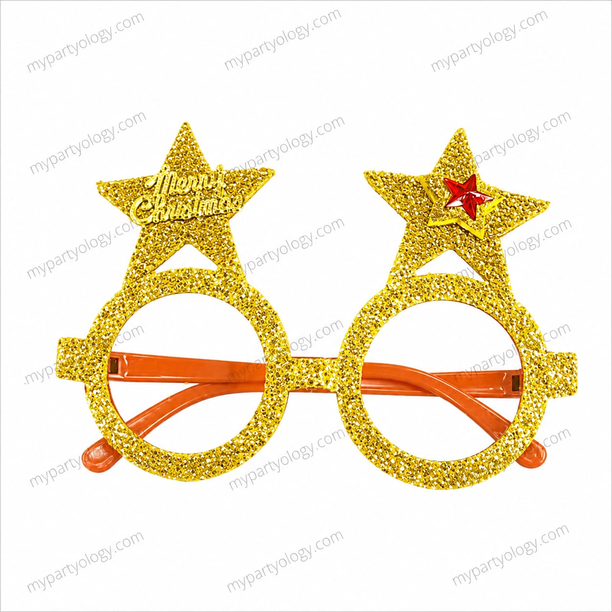 Gold Glitter Christmas Star Fancy Goggles (Pack of 1)