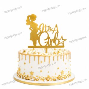 Its A Girl Woman Gold Cake Topper