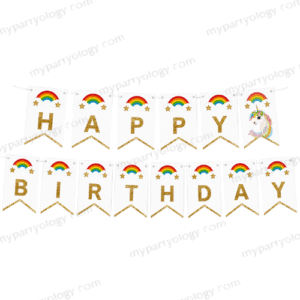 Happy Birthday Unicorn Glitter Paper Banner