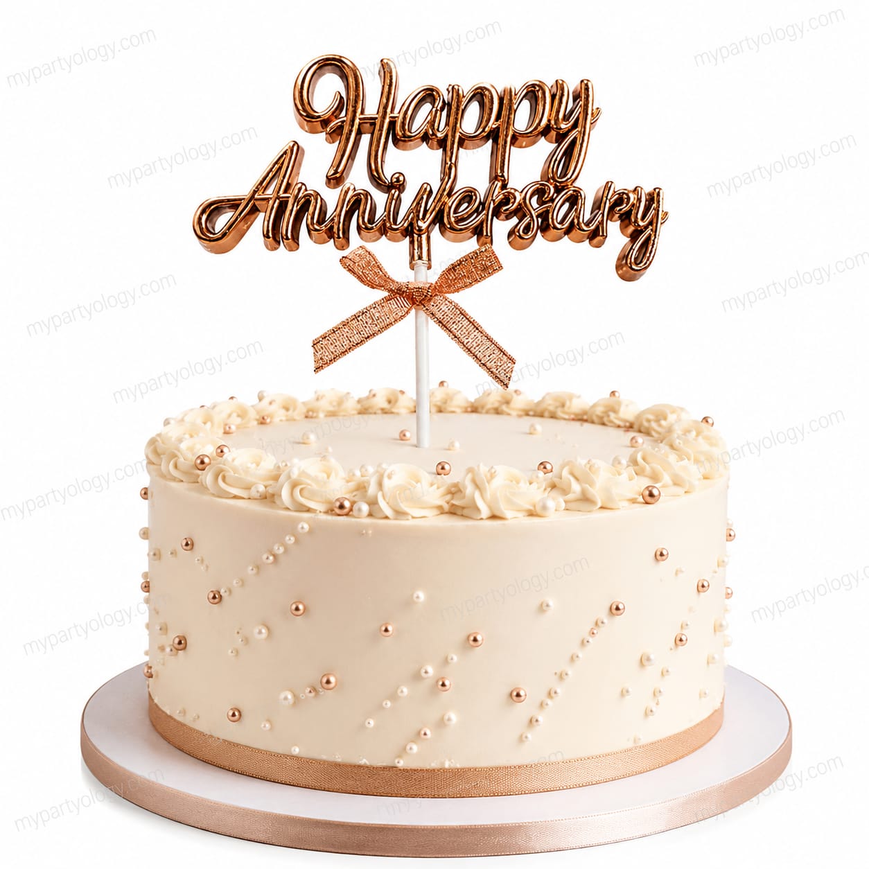 Happy Anniversary Rose Gold Cake Topper