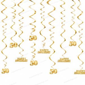 50th Anniversary Gold Swirls (Pack of 12)