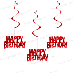 Red Foil Happy Birthday Decoration (Pack of 3)