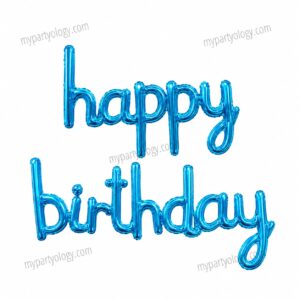Happy Birthday Cursive Blue 13" Foil Balloon Banner