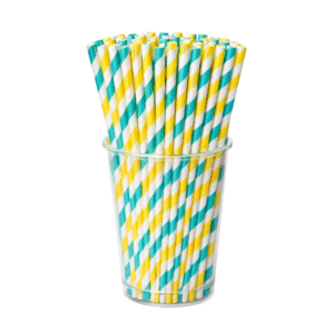 Assorted Colour Striped Paper Straw (Pack of 10)