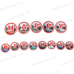 Cars Happy Birthday Round Banner
