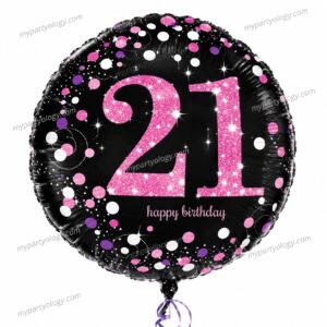 Happy 21st Birthday Pink & White 18" Foil Balloon (Anagram)