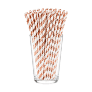 Rose Gold Strips Paper Straw (Pack of 25)