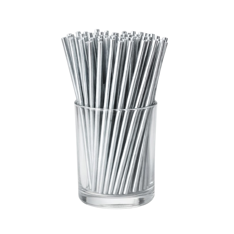 Silver Metallic Paper Straw (Pack of 10)