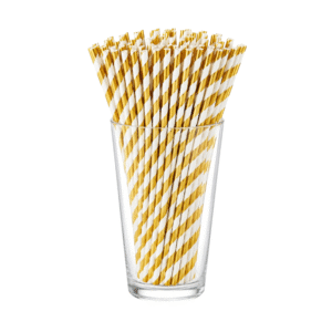 Gold & White Paper Straw (Pack of 25)