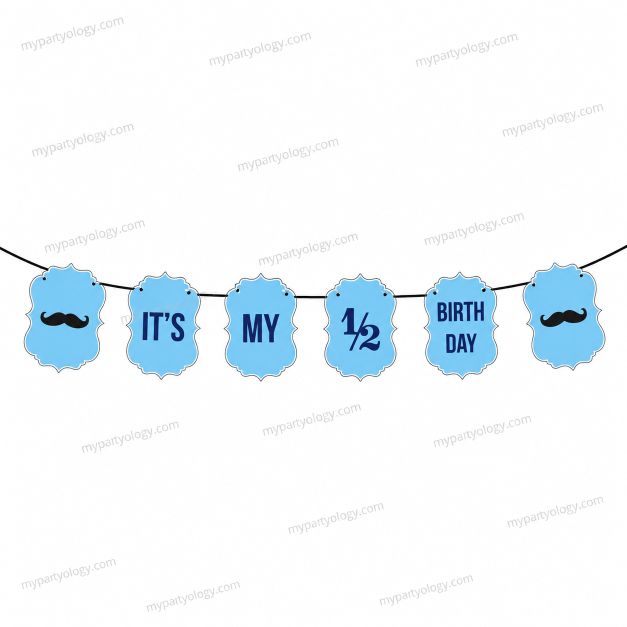 Its My 1/2 Birthday Blue Paper Banner