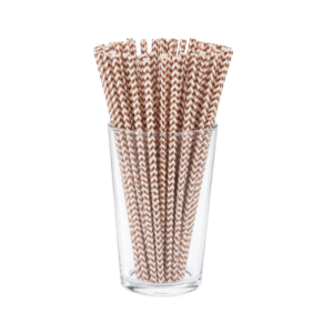 Rose Gold & White Paper Straw (Pack of 25)