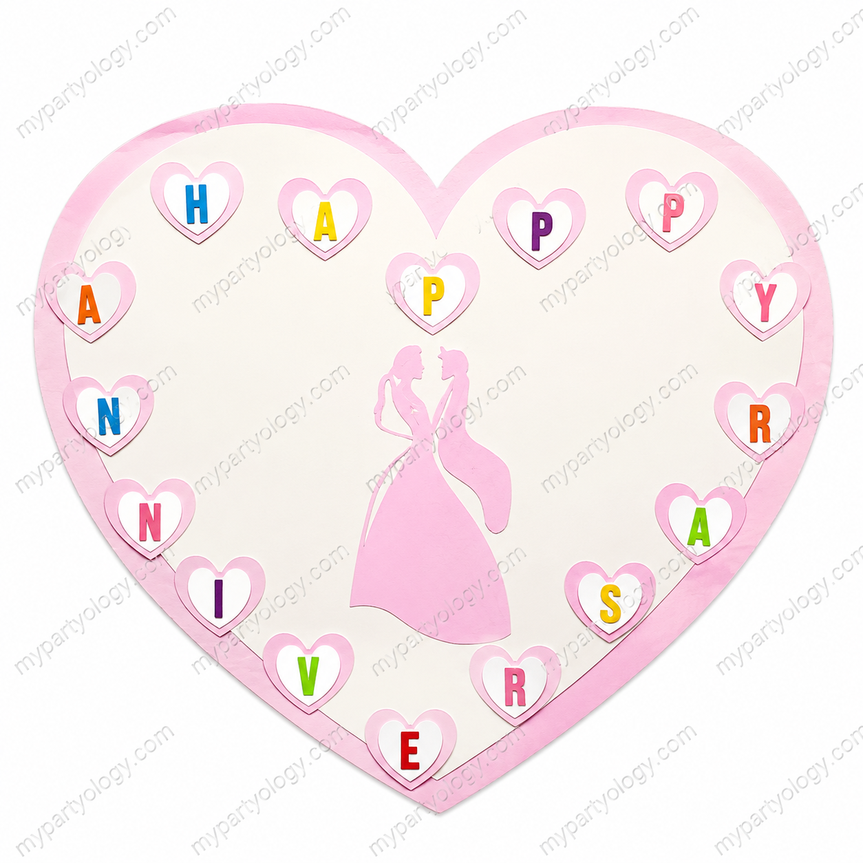 Happy Anniversary Heart Shape Paper Banner