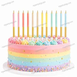 Pastel Rainbow with Gold Tip Cake Candles (Pack of 12)