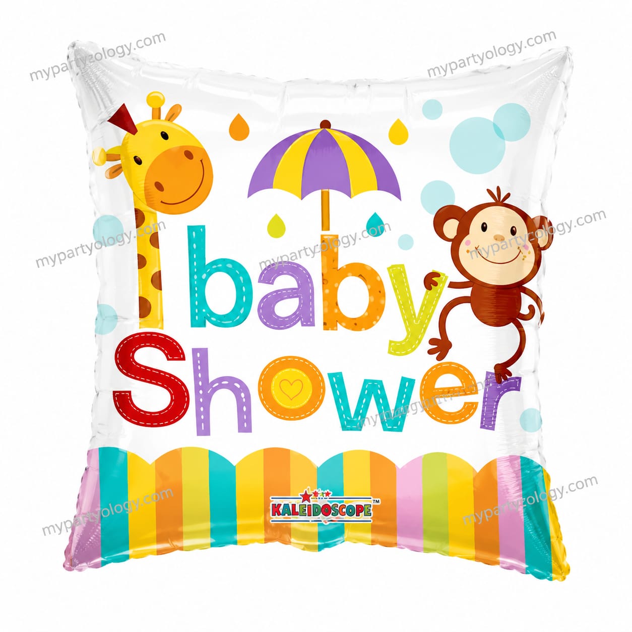 Baby Shower Rainbow Animal Square 18'' Foil Balloon