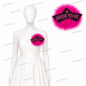 Bride to Be Pink Feather Badge (Pack of 1)