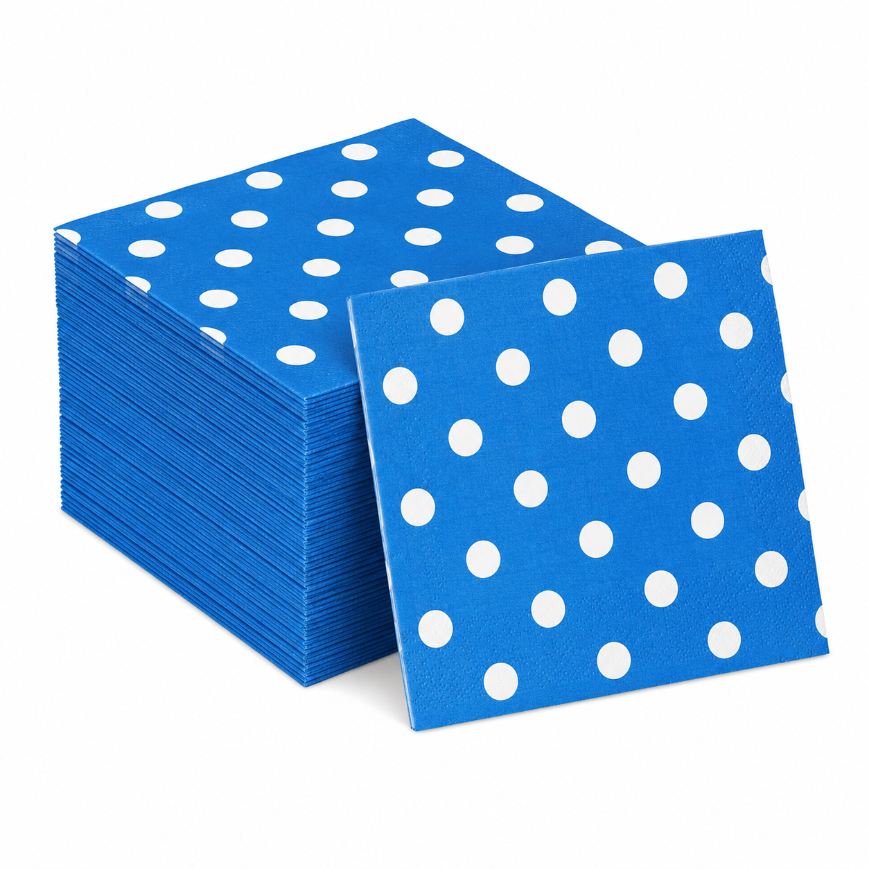Blue With White Polka Dot Paper Napkins