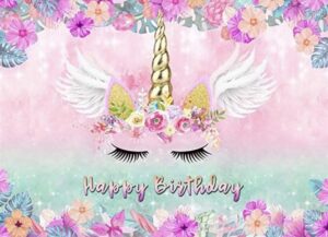 Unicorn Happy Birthday Backdrop (Size - 8x6ft)