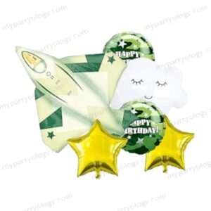 Army Theme Happy Birthday Foil Balloon Set (Pack of 6)