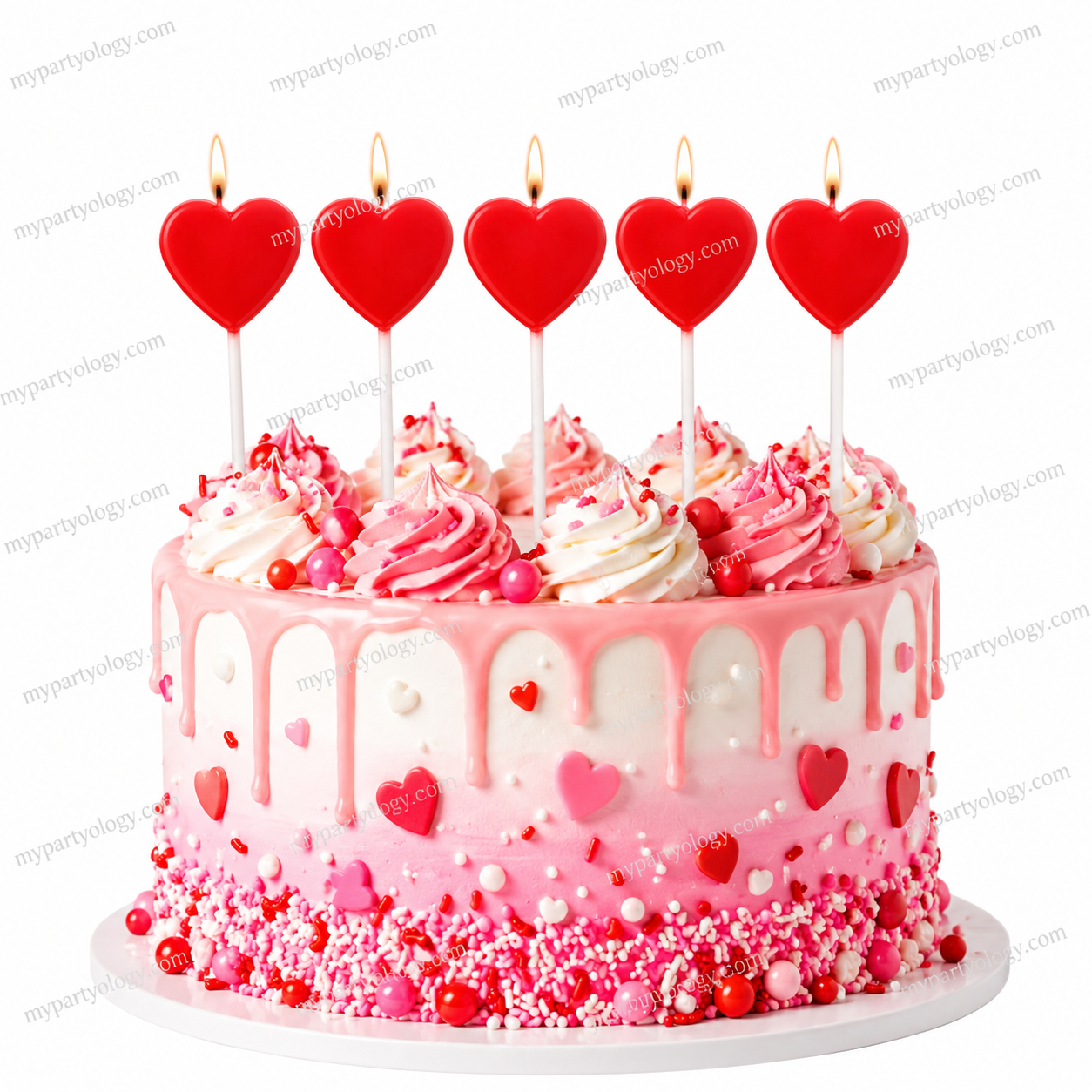 Heart Red Candles (Pack Of 5)