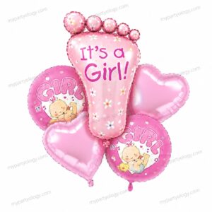 It's A Girl Foot Foil Balloon Set (Pack of 5)