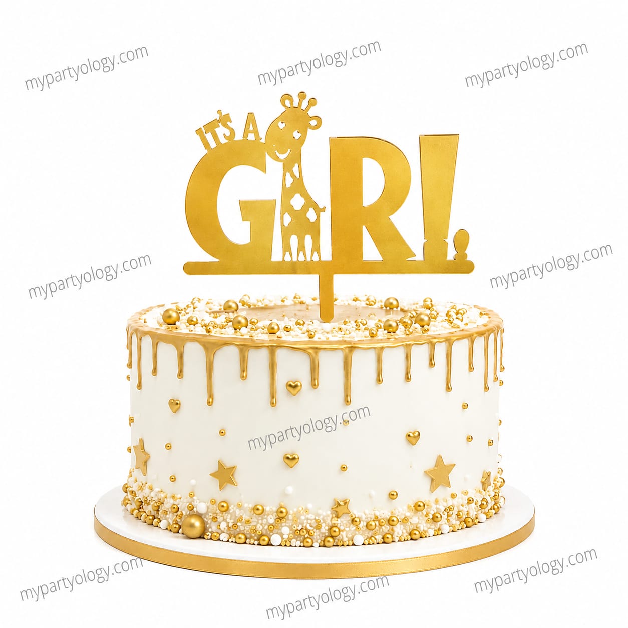 Its A Girl Giraffe Gold Cake Topper