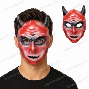 Smiling Red Devil Horn Mask