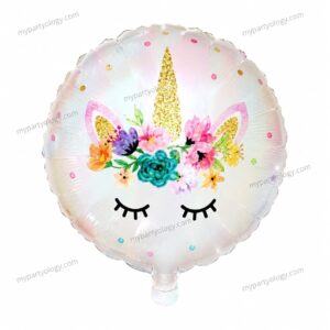 Unicorn Face with Gold Horn 18" Foil Balloon