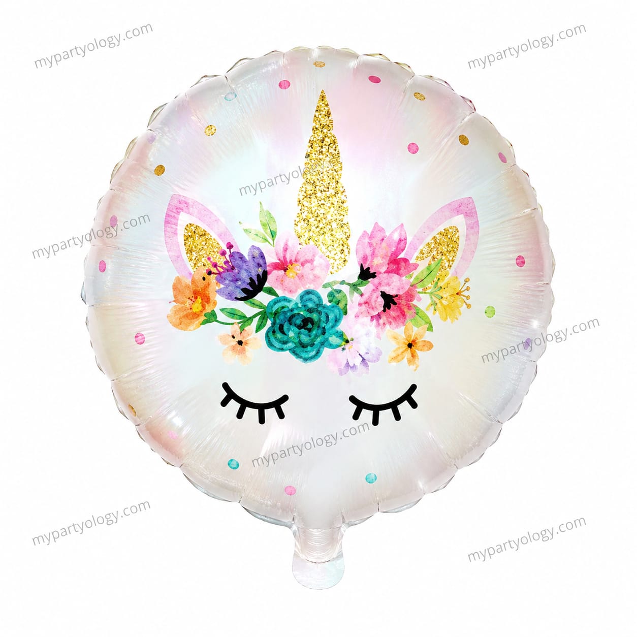 Unicorn Face with Gold Horn 18" Foil Balloon