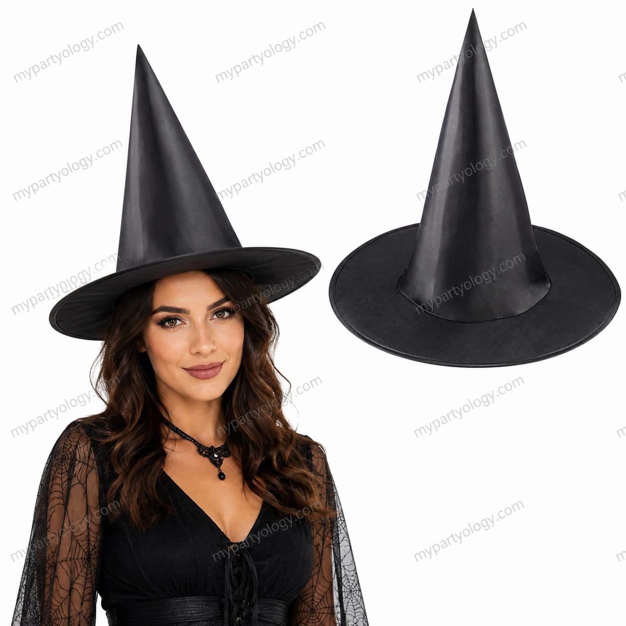 Witch Kids & Adults Plain Black Hat - Image 2