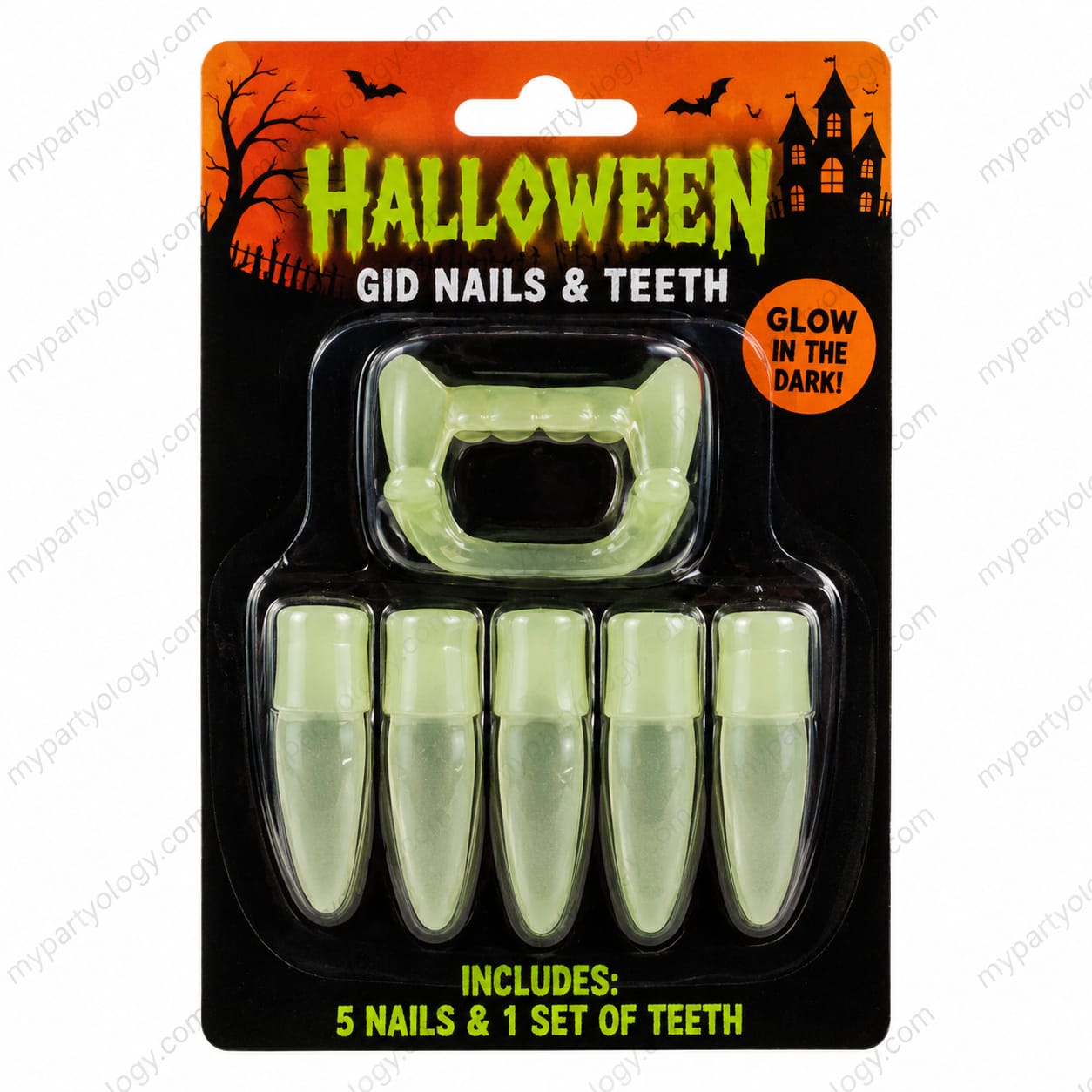 Glow In The Dark Nails & Teeth (Pack of1)