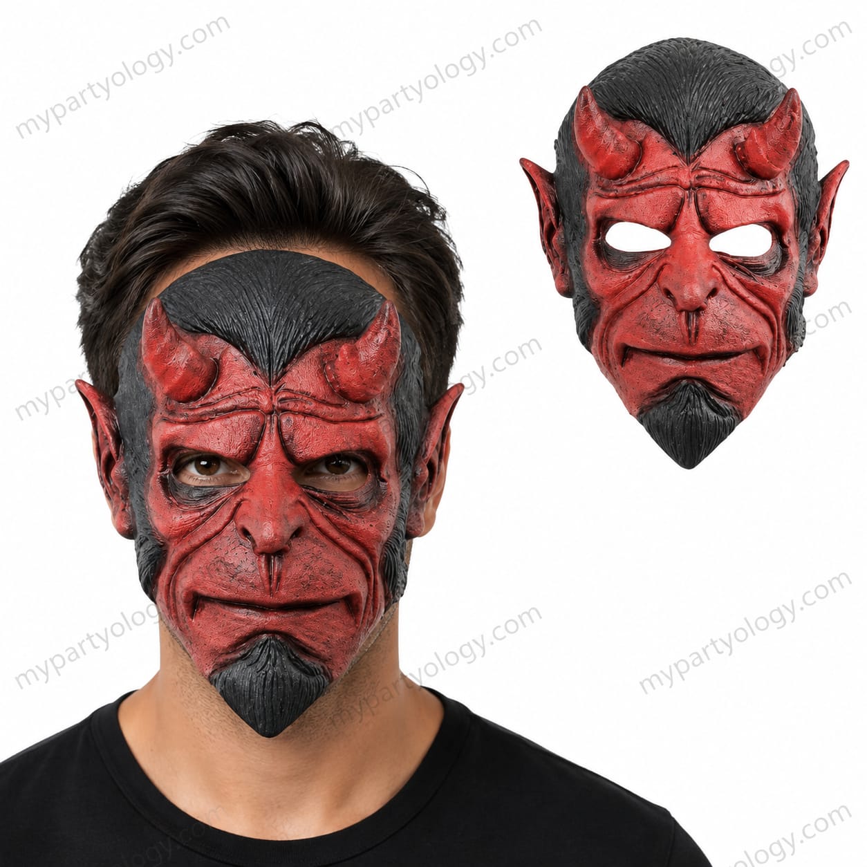 Red Horned Devil Plastic Face Mask