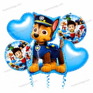 Paw Patrol With Blue Hearts Foil Balloon Set (Pack of 5)