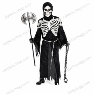 Grim Reaper Skeleton With Mask Adult Costume