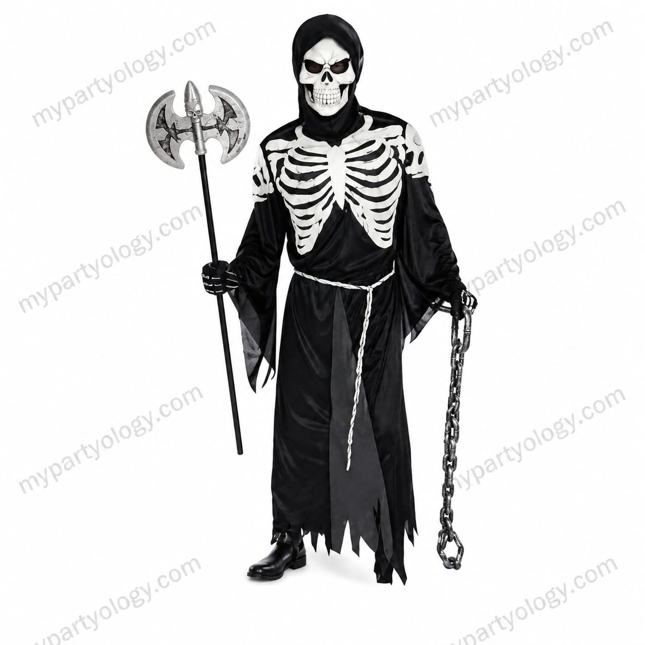 Grim Reaper Skeleton With Mask Adult Costume