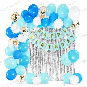Blue & White Happy Birthday Decor Set (Pack of 133)