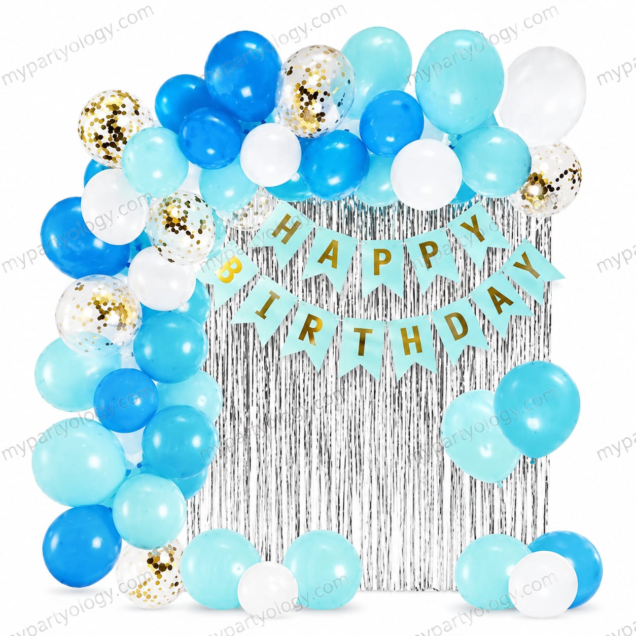 Blue & White Happy Birthday Decor Set (Pack of 133)