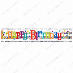 Foil Dotted Rainbow Happy Birthday Banner