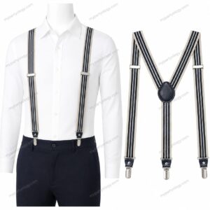 Black & White Striped Suspenders (Pack of 1)