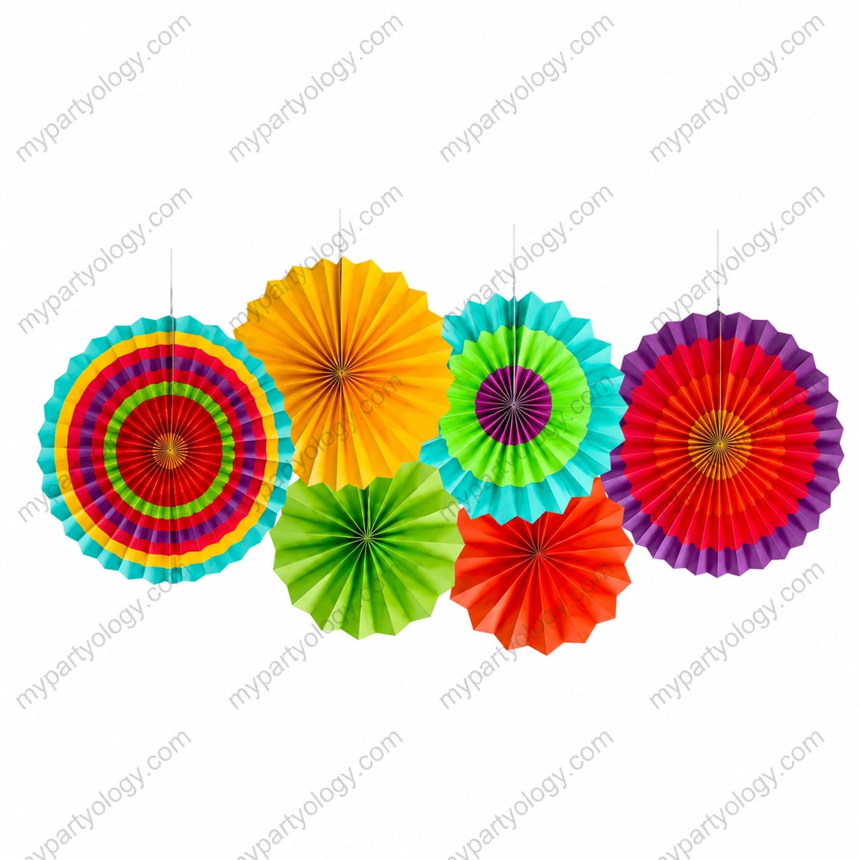 Colourful Summer Vibe Paper Fans Set (Pack of 6)