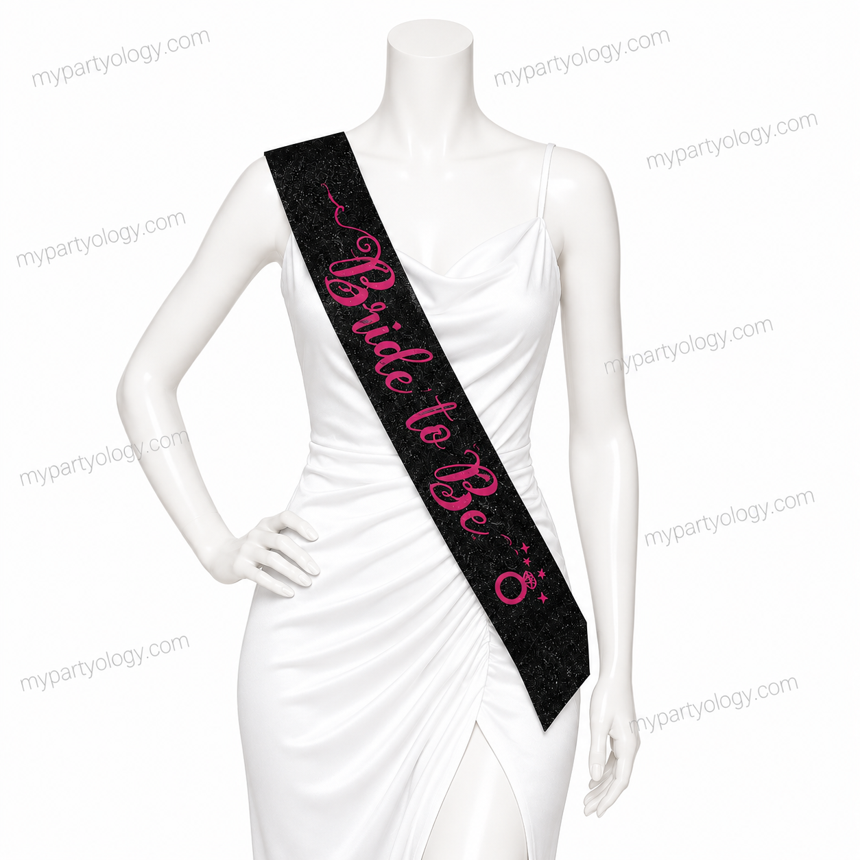 Bride to Be Black Glitter Sash