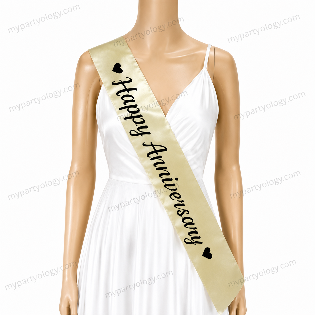 Happy Anniversary Gold Satin Sash