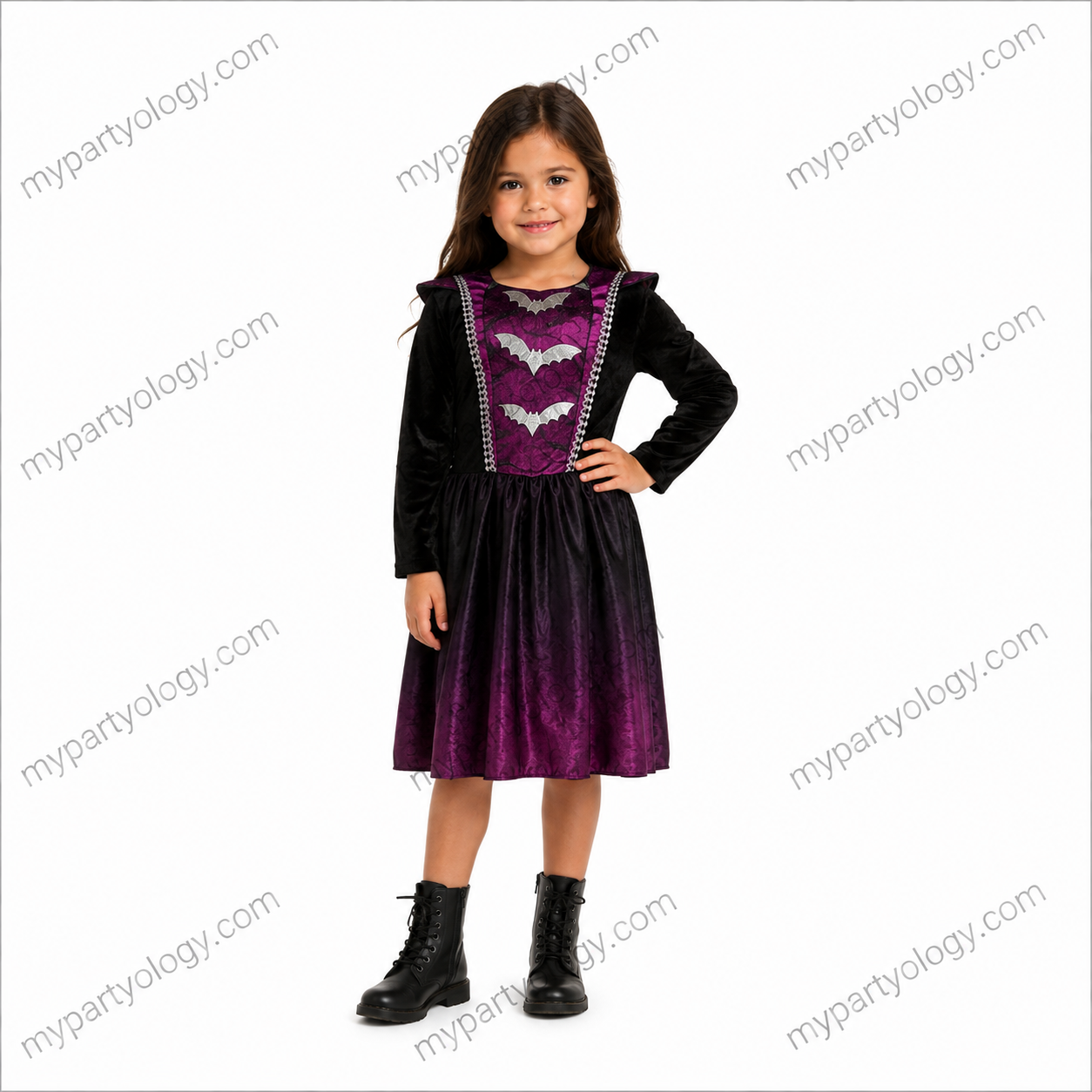 Witch Bat Kids Purple & Black Costume
