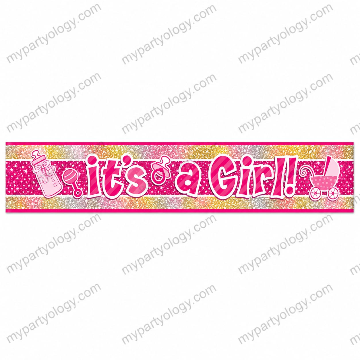 It's A Girl Prism Foil 9ft Banner 1/pkt