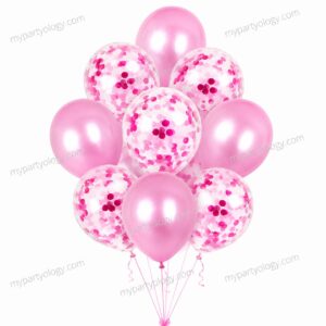 Pink Metallic & Confetti Latex Balloon Set (Pack of 10)