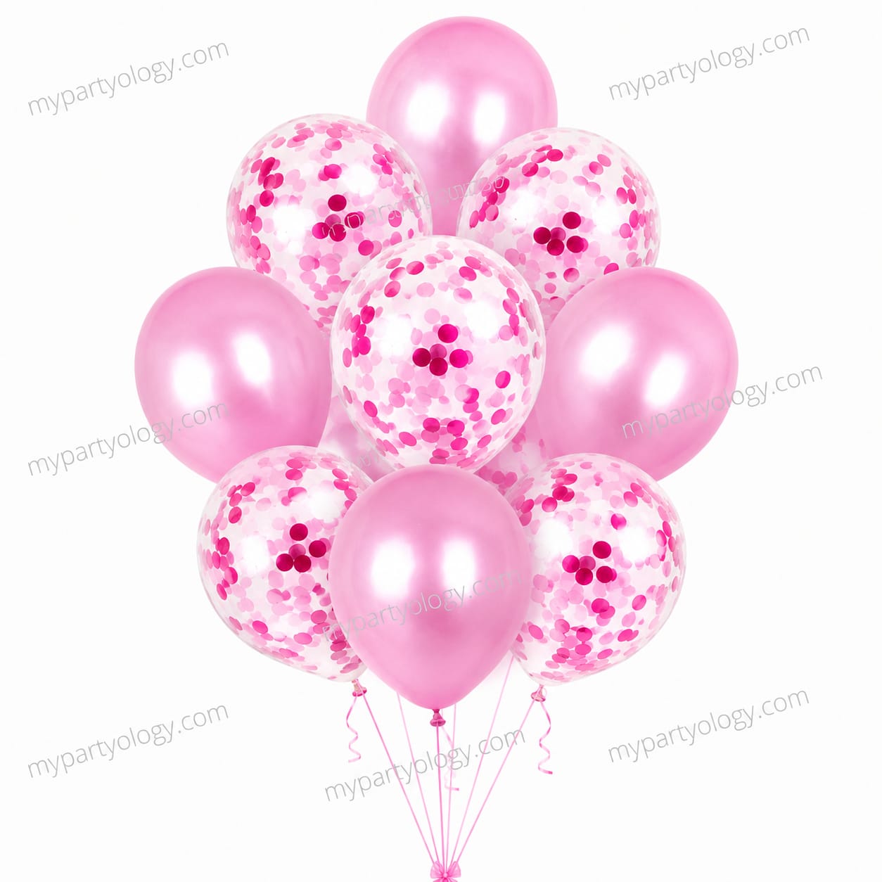 Pink Metallic & Confetti Latex Balloon Set (Pack of 10)