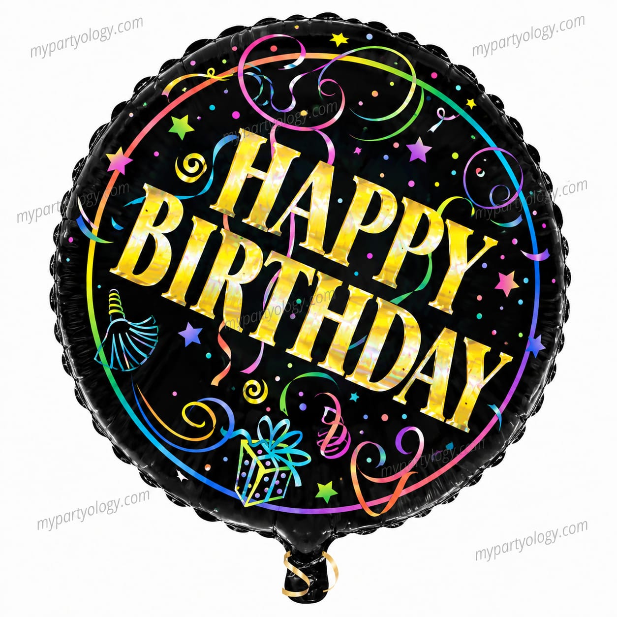 Happy Birthday Black Confetti 18" Foil Balloon (Unique)